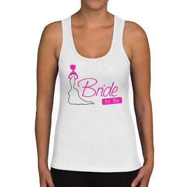 Damen JGA Tank Top - Bride to be hellgrau-fuchsia XS