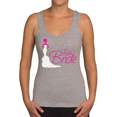 Damen JGA Tank Top - Team Bride hellgrau-fuchsia XS