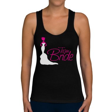 Damen JGA Tank Top - Team Bride hellgrau-fuchsia XS