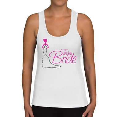 Damen JGA Tank Top - Team Bride weiss-fuchsia XXL