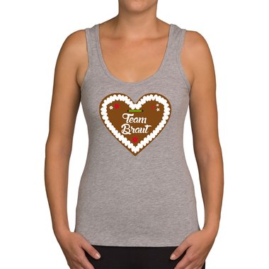 Damen JGA Tank Top - Lebkuchen Team Braut hellgrau-braun XS