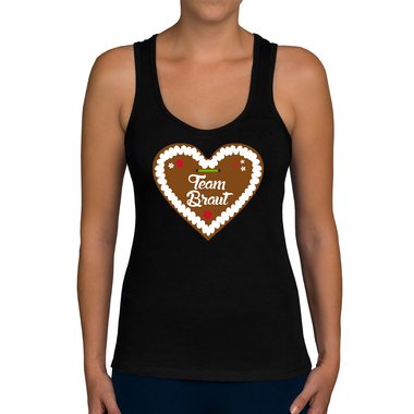 Damen JGA Tank Top - Lebkuchen Team Braut hellgrau-braun XS