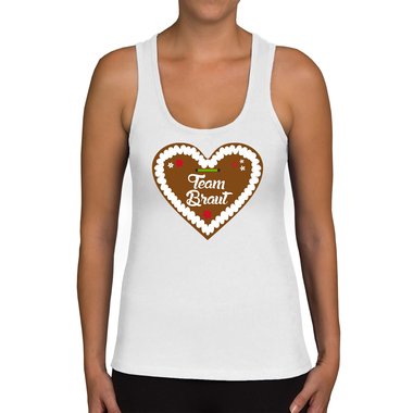 Damen JGA Tank Top - Lebkuchen Team Braut hellgrau-braun XS