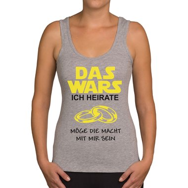 Damen JGA Tank Top - Das Wars - Ich heirate hellgrau-schwarz XS