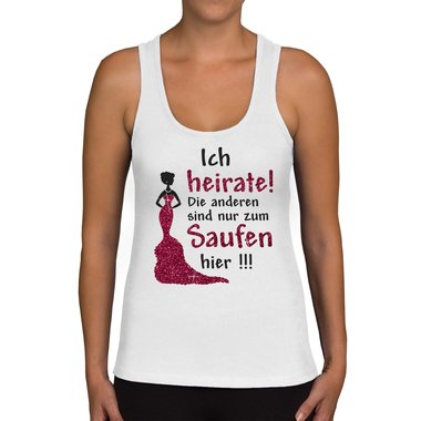 Damen JGA Tank Top - Ich heirate - die anderen Saufen hellgrau-fuchsia XS