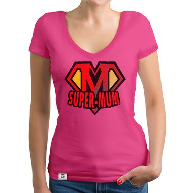 Damen T-Shirt V-Ausschnitt - Super Mum