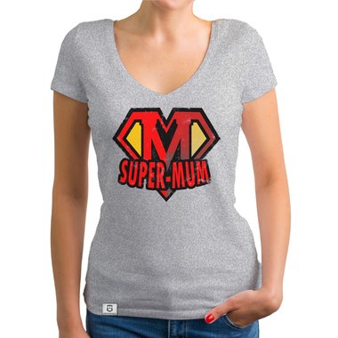 Damen T-Shirt V-Ausschnitt - Super Mum