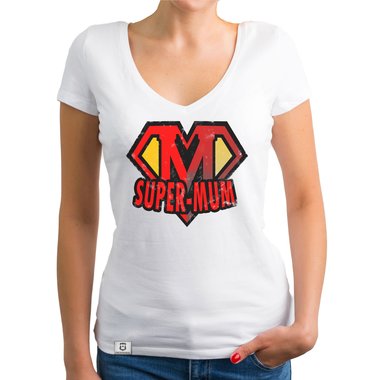 Damen T-Shirt V-Ausschnitt - Super Mum