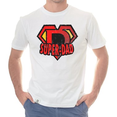 Herren T-Shirt - Super Dad weiss-rot 5XL