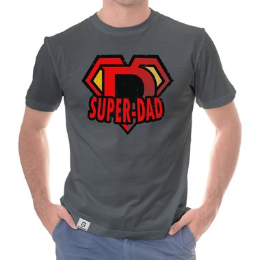 Herren T-Shirt - Super Dad weiss-rot 5XL