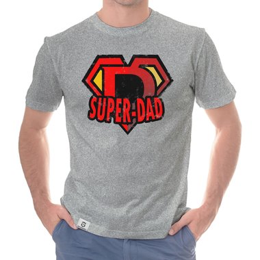 Herren T-Shirt - Super Dad weiss-rot 5XL