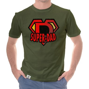 Herren T-Shirt - Super Dad weiss-rot 5XL