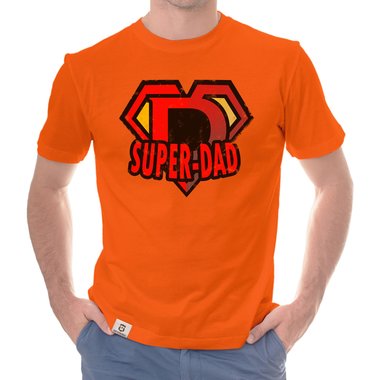 Herren T-Shirt - Super Dad weiss-rot 5XL