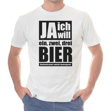 Herren T-Shirt - Ja ich will weiss-schwarz 5XL