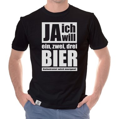 Herren T-Shirt - Ja ich will weiss-schwarz 5XL