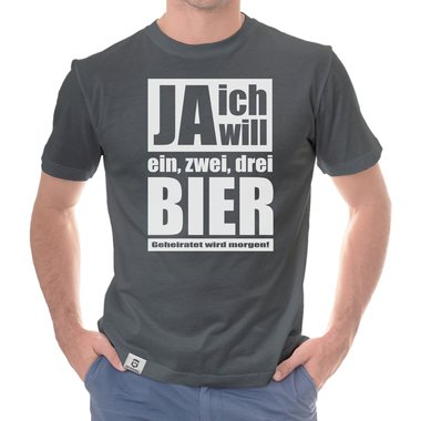 Herren T-Shirt - Ja ich will weiss-schwarz 5XL