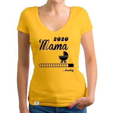 Damen T-Shirt V-Ausschnitt - Mama 2020 loading dunkelgrau-fuchsia XS