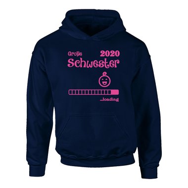 Kinder Hoodie - Groe Schwester 2020 loading dunkelblau-fuchsia 80-92