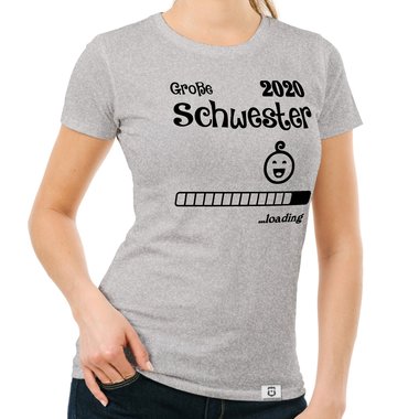 Damen T-Shirt - Groe Schwester 2020 loading schwarz-weiss XXL