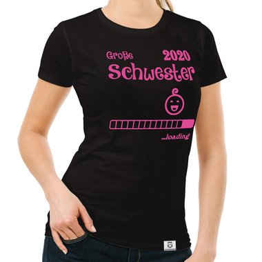 Damen T-Shirt - Groe Schwester 2020 loading schwarz-weiss XXL