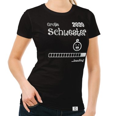 Damen T-Shirt - Groe Schwester 2020 loading schwarz-weiss XXL