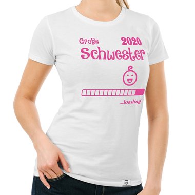 Damen T-Shirt - Groe Schwester 2020 loading schwarz-weiss XXL