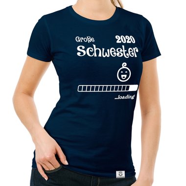 Damen T-Shirt - Groe Schwester 2020 loading schwarz-weiss XXL