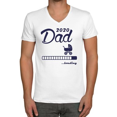 Herren T-Shirt - V-Ausschnitt - Dad 2020 loading dunkelblau-cyan S