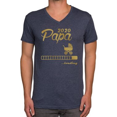 Herren T-Shirt - V-Ausschnitt - Papa 2020 loading dunkelblau-cyan S