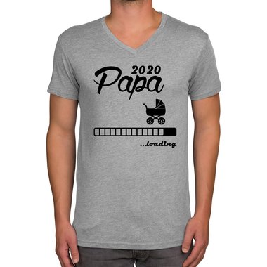 Herren T-Shirt - V-Ausschnitt - Papa 2020 loading dunkelblau-cyan S