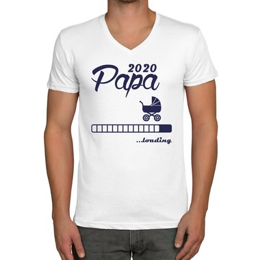 Herren T-Shirt - V-Ausschnitt - Papa 2020 loading dunkelblau-cyan S