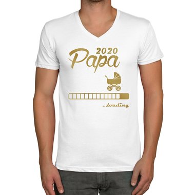 Herren T-Shirt - V-Ausschnitt - Papa 2020 loading dunkelblau-cyan S