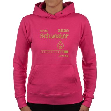 Damen Hoodie - Groe Schwester 2020 loading fuchsia-gold XS