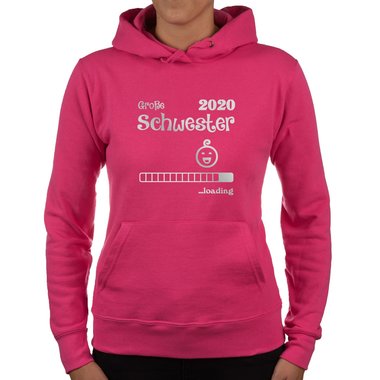 Damen Hoodie - Groe Schwester 2020 loading fuchsia-gold XS