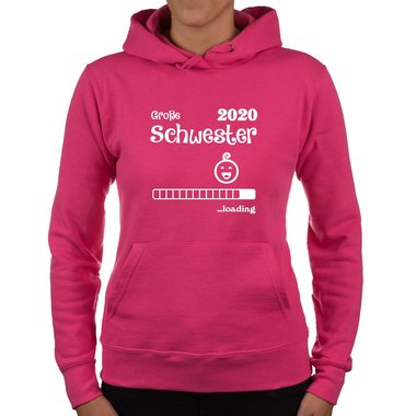 Damen Hoodie - Groe Schwester 2020 loading fuchsia-gold XS