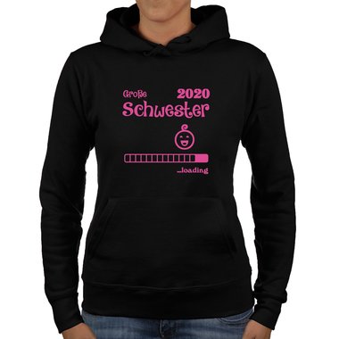 Damen Hoodie - Groe Schwester 2020 loading fuchsia-gold XS