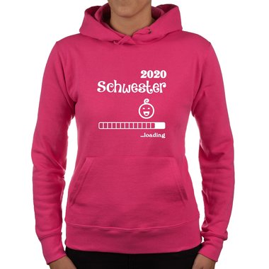 Damen Hoodie - Schwester 2020 loading fuchsia-weiss M