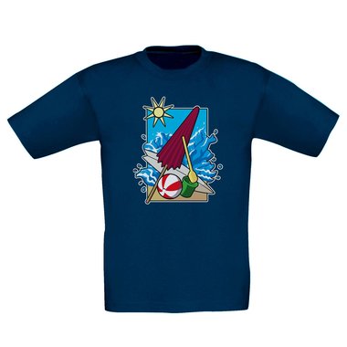 Kinder T-Shirt - Beach Vibes weiss-schwarz 152-164