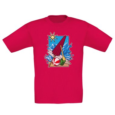 Kinder T-Shirt - Beach Vibes weiss-schwarz 152-164