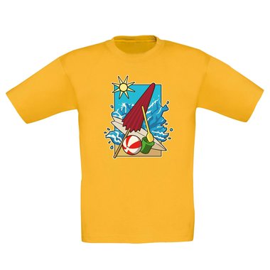 Kinder T-Shirt - Beach Vibes weiss-schwarz 152-164