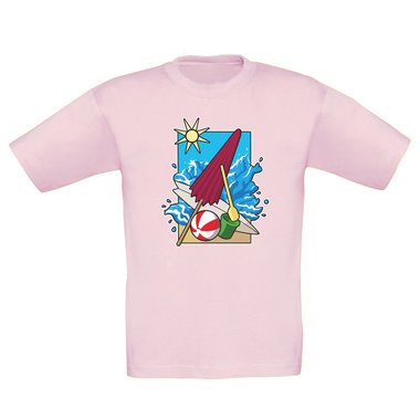 Kinder T-Shirt - Beach Vibes weiss-schwarz 152-164