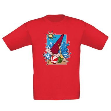 Kinder T-Shirt - Beach Vibes weiss-schwarz 152-164