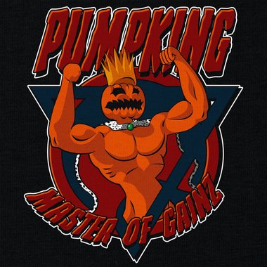 Herren T-Shirt - Pumpking dunkelblau-orange S