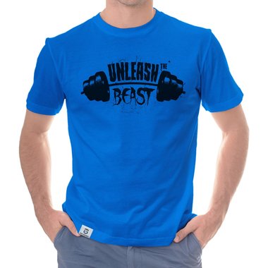 Herren T-Shirt - Unleash the Beast weiss-schwarz 5XL