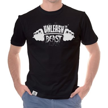 Herren T-Shirt - Unleash the Beast weiss-schwarz 5XL