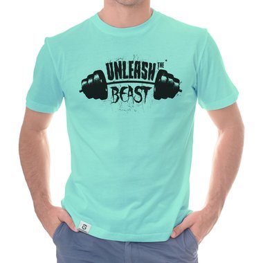 Herren T-Shirt - Unleash the Beast weiss-schwarz 5XL