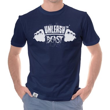 Herren T-Shirt - Unleash the Beast weiss-schwarz 5XL