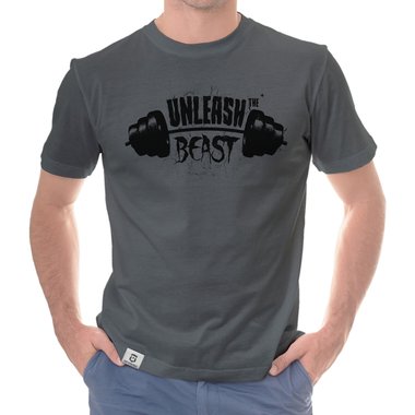 Herren T-Shirt - Unleash the Beast weiss-schwarz 5XL