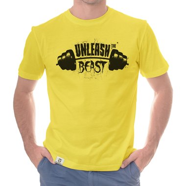 Herren T-Shirt - Unleash the Beast weiss-schwarz 5XL