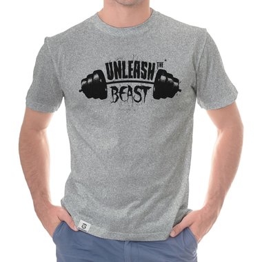 Herren T-Shirt - Unleash the Beast weiss-schwarz 5XL